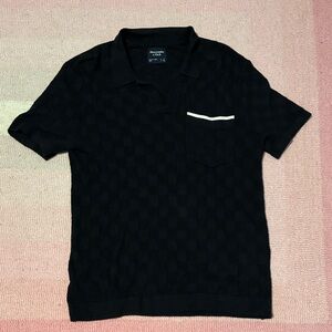 Abercrombie & Fitch Black Textured Polo Shirt